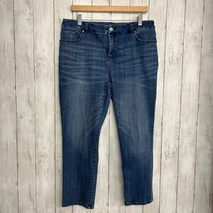 Chico's So Slimming Girlfriend Medium Wash Basic Slim Leg Denim Ankle Jeans 14P